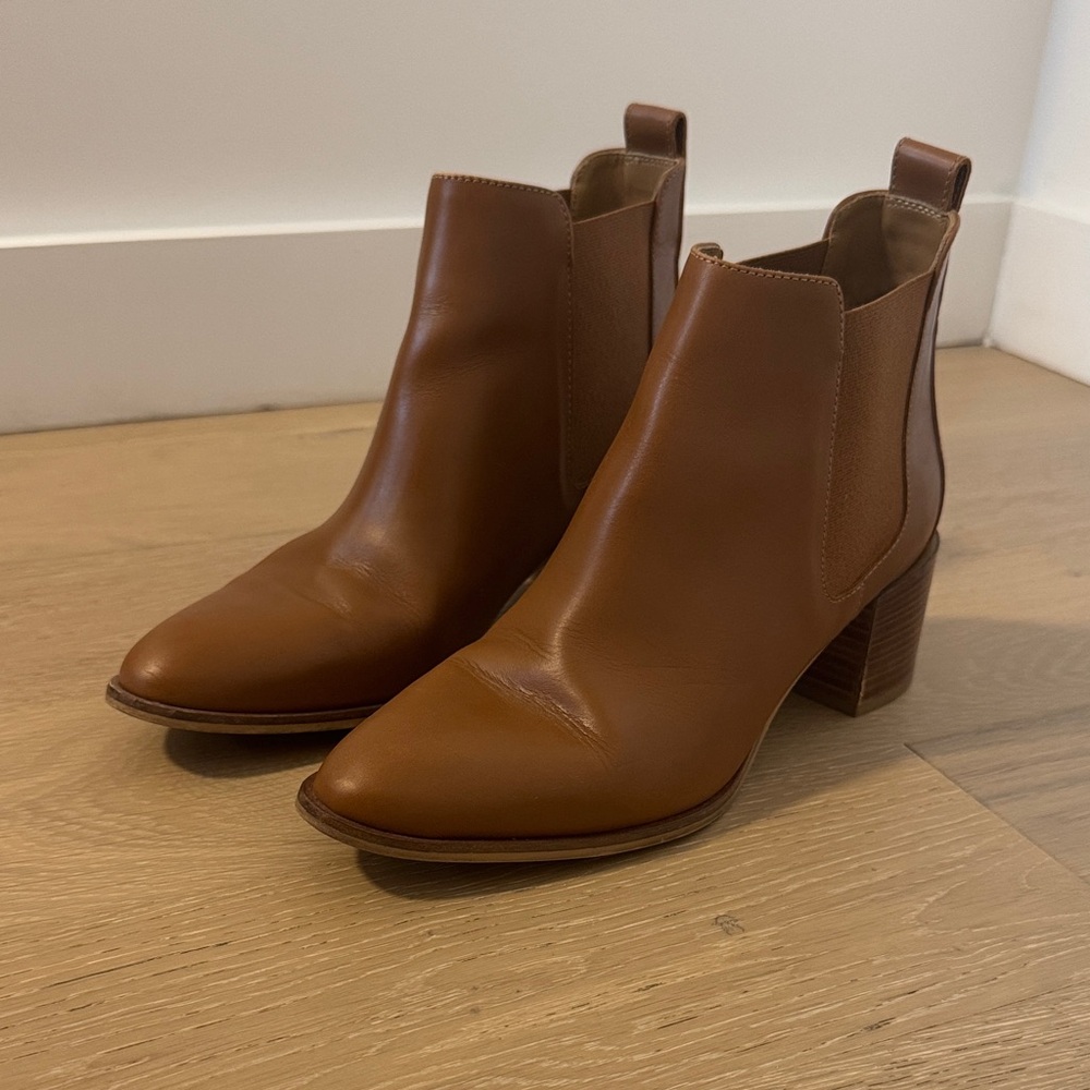 Everlane Cognac Leather Ankle Booties